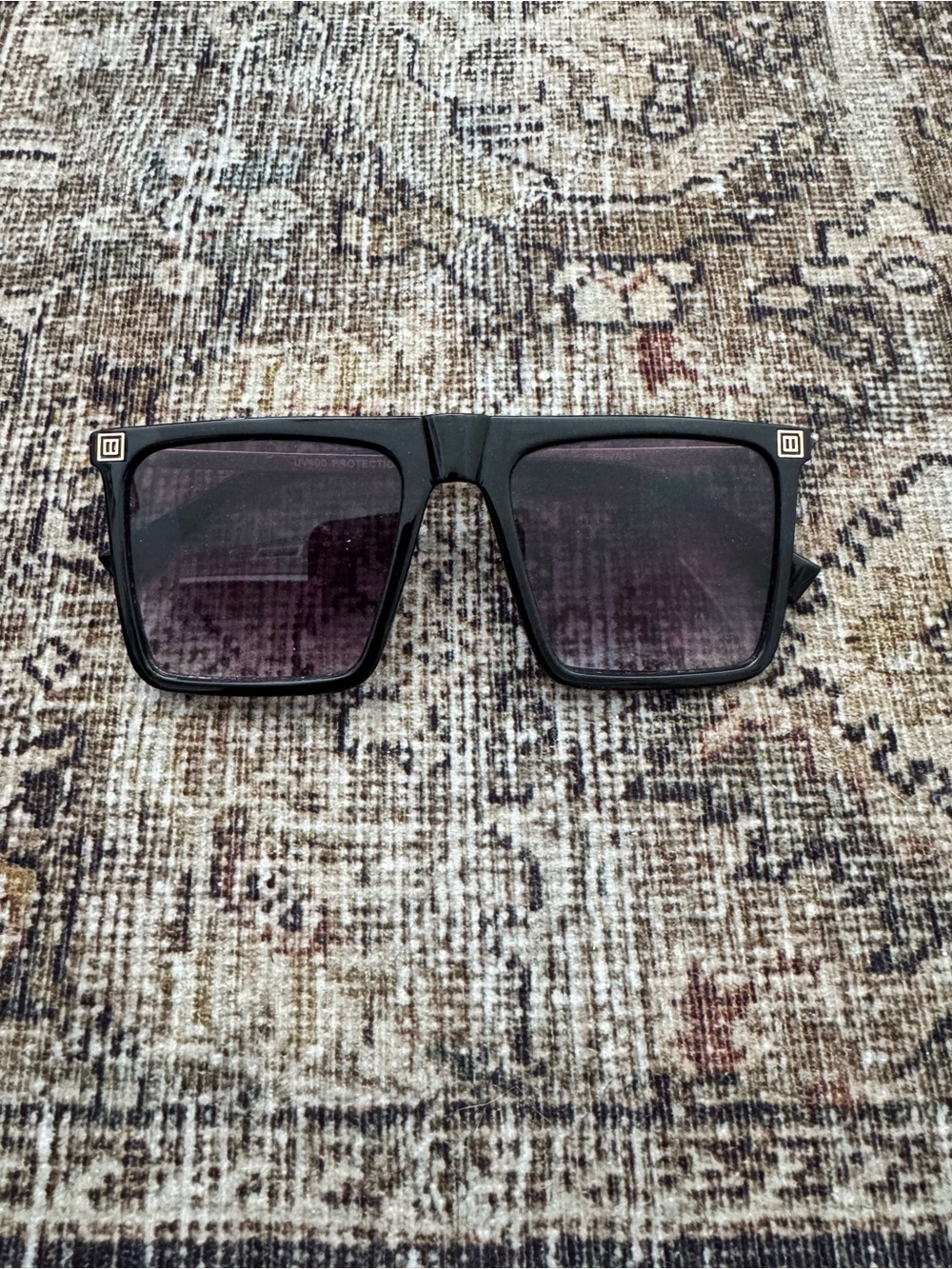 Square Black Sunglasses with Subtle Logo
